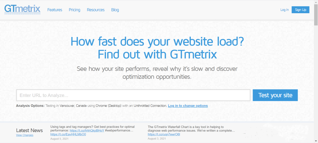GTmetrix网页测速